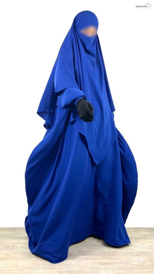 Abaya Bubble Bleu Roi x Maxi Khimar Classique Bleu Roi by Oummi Abi Moi