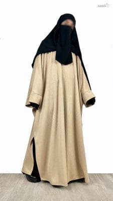 Sur Abaya Laine Assouan Beige By Oummi Abi Moi