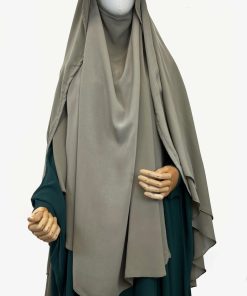 Cape Mélissa Mousseline Olive x Khimar Wijden Mousseline Olive x Abaya Saoudienne WhoolPeach Premium Vert Intense by Oummi Abi Moi