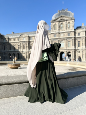 Abaya Caly Kaki Khimar Greige by Oummi Abi Moi
