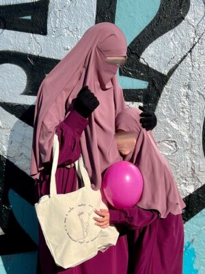 Abaya Manches Bouffantes Bois de Rose x Maxi Khimar Classique x Mini Bint a x Mini Khimar Enfants Oummi Abi Moi