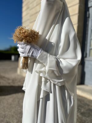 Abaya Manches Bouffantes Blanc Mariage Oummi Abi Moi