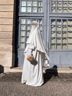 Abaya Manches Bouffantes Blanc Marriage