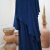 Abaya Rayaana Whool Peach Premium by Oummi Abi Moi Bleu Nuit Dos
