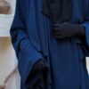 Abaya Rayaana Whool Peach Premium by Oummi Abi Moi Bleu Nuit Face