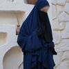 Abaya Rayaana Whool Peach Premium by Oummi Abi Moi Bleu Nuit Face 2