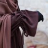 Abaya Rayaana Whool Peach Premium by Oummi Abi Moi Chocolat Manche Zoom