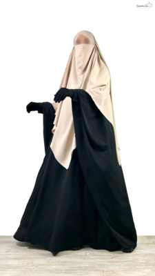 Abaya Saoudienne Whool Peach Premium Noir by Oummi Abi Moi